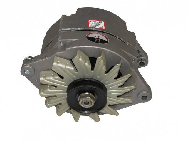 ALTERNATOR, 100 AMP, 6 5/8 inch diameter case, natural finish case w/ single groove pulley, rebuilt by Delco Remy (OEM)