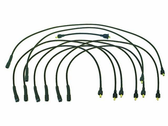SPARK PLUG WIRE SET, Flame Thrower, 7 MM, Black w/o writing for a stock look but better performance over stock, straight plug boots, lifetime warranty