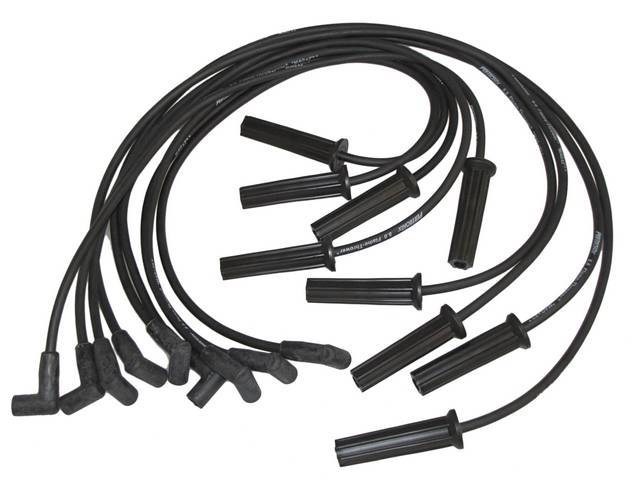SPARK PLUG WIRE SET, Flame Thrower, H.E.I., 8 MM Black W/ White *Pertronix 8.0 Flame-Thrower* Writing, Straight plug boots, lifetime warranty