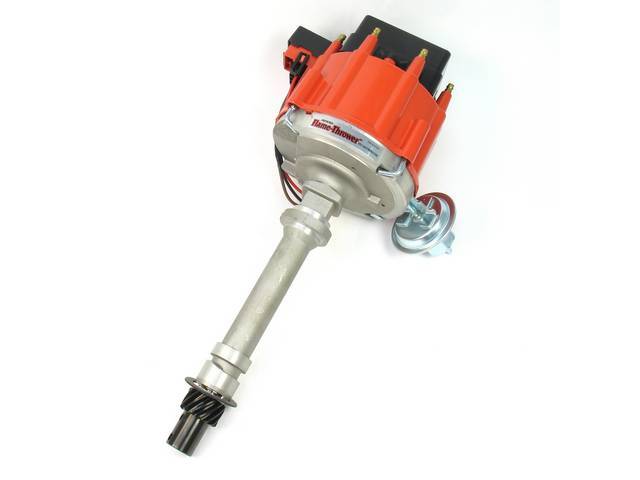 DISTRIBUTOR, Pertronix, H.E.I. Street / Strip, Red Cap, Cast Finish, 6.29 Inch O.D. on Cap, 7.5 Inch Height From Base Collar to Top of Cap