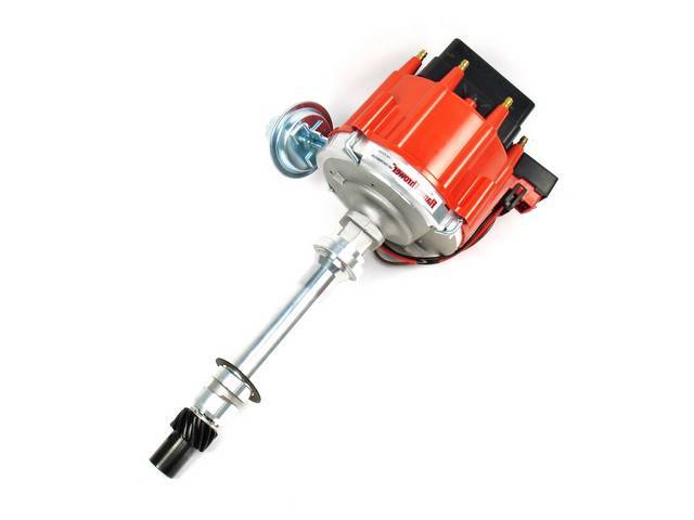 DISTRIBUTOR, Pertronix, H.E.I. Street / Strip, Red Cap, Machine Polished Finish, 6.29 Inch O.D. on Cap, 7.5 Inch Height From Base Collar to Top of Cap