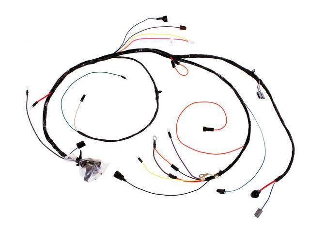 HARNESS, Engine, w/ H.E.I. distributor conversion, OE Style Repro   ** Does Not Incl Wiper Circuit, it is in the Front Light Harness C-2480-108A **