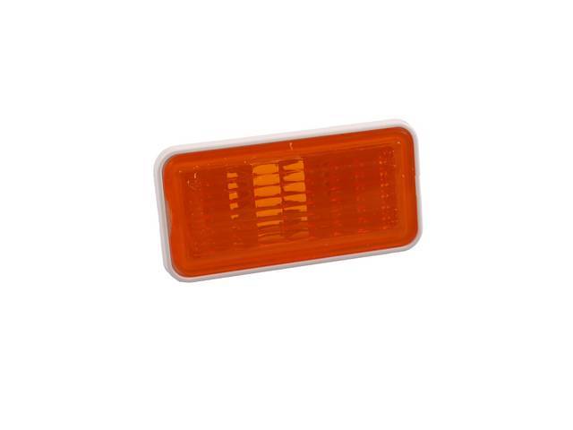 Side Marker Light Assembly, Front, Amber Lens W/ White Housing, RH or LH, US-made OE Correct reproduction