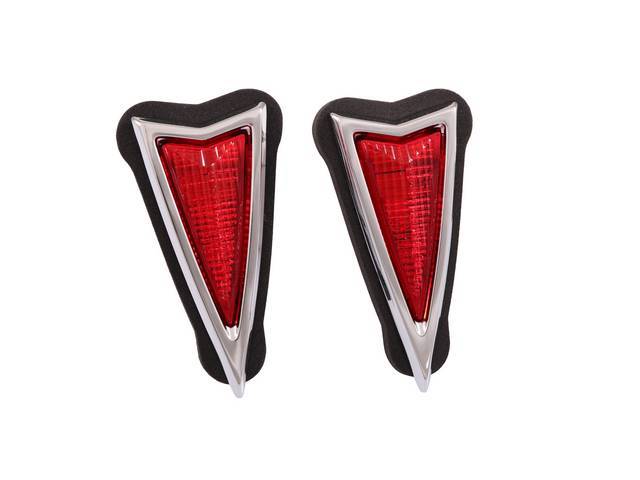 Rear Side Marker Light Assembly, includes lenses, bezels, gaskets and speed nuts, US-made OE Correct Repro