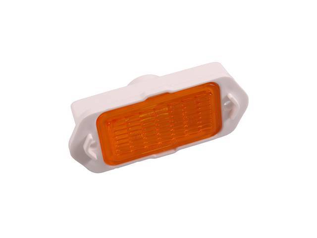 Side Marker Light Assembly, Front, Amber Lens W/ White Housing, RH or LH, reproduction