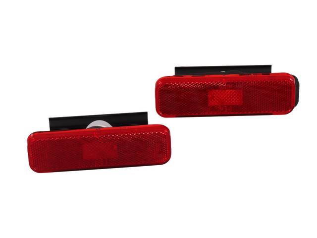 Side Marker Light Assembly Set, Rear, Red Lens W/ White Housing, US-made OE Correct reproduction