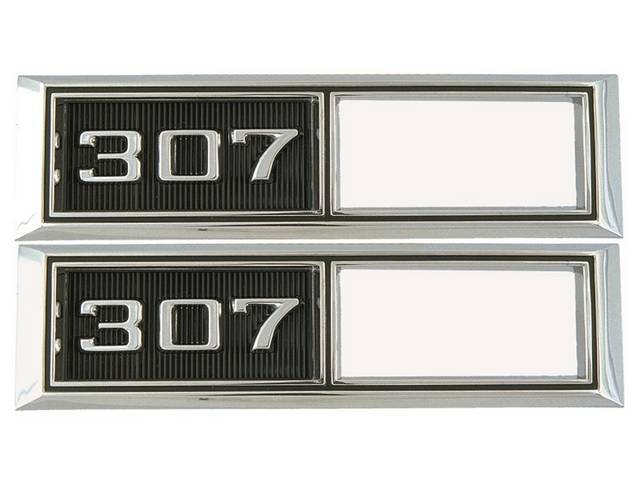BEZEL SET, Side Marker Light, Chrome W/ *307* Designation in White Lettering and Black Background, Front, US-made OE Correct Repro