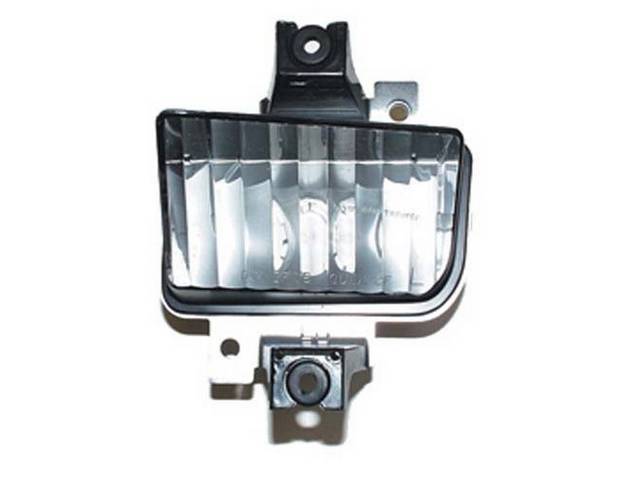 LIGHT ASSY, Parking, LH, Incl Correct clear lens w/ *SAE* and *GUIDE* lettering and black housing, US-made OE Correct Repro