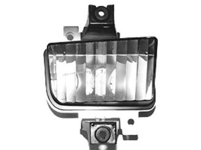 LIGHT ASSY, Parking, RH, Incl Correct clear lens w/ *SAE* and *GUIDE* lettering and black housing, US-made OE Correct Repro