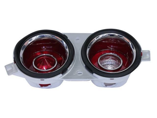 HOUSING ASSY, Tail Light, LH, incl housing, gaskets and std lenses (lenses do not have *guide* lettering or p/n like OE), Repro