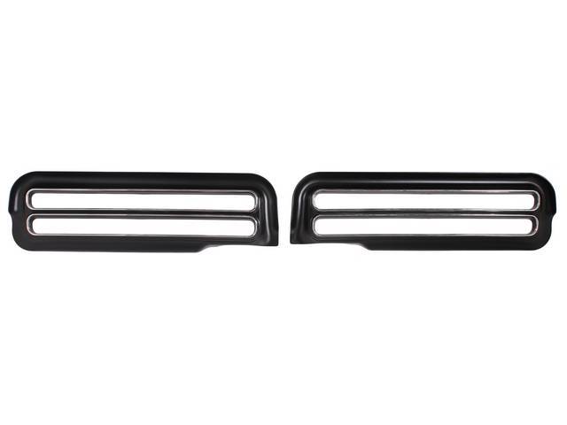 BEZEL SET, Tail Light, ABS-plastic w/ outer surrounding edge painted in semi-gloss black and features copper nickel chrome plated accents, repro