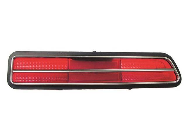LENS, Tail Light, RH, Incl Stainless Trim Around The Outer Edge and Vertical Trim That Separates Back Up Light Area, Repro