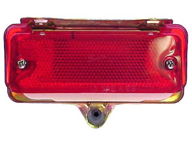 REFLECTOR ASSY SET, Rear Bumper, Incl correct gold iridite housing, red lenses and rubber bumpers, Repro
