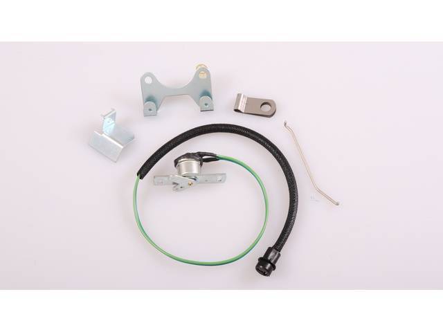 SWITCH KIT, Back Up Light, (5), incl mount bracket, heat shield, actuating rod, two wire clips and a metal harness strap  ** GM p/n 3864296, 3706355, 3861440, 148145, 423595, 1993413 **