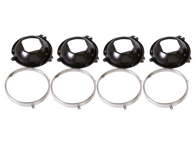 MOUNT / RETAINING RING SET, Head Light, (20) incl 4 retaining rings, 4 inner mounting rings and 12 head light retaining screws, repro