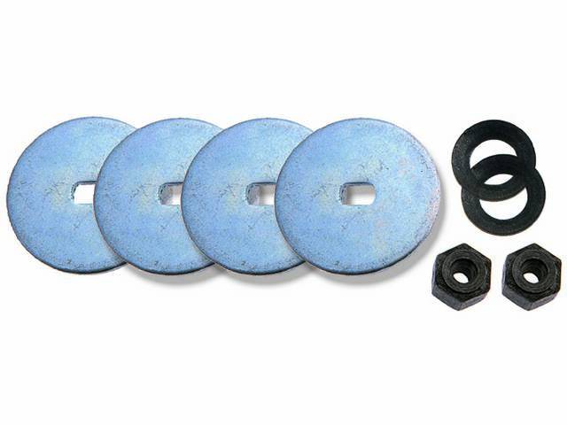 Nut and Washer Kit, Head Light Motor To Swing Arm / Output Arm, (8) incl 4 large keyed washers, 2 small washers and 2 retaining nuts, reproduction for (1967)