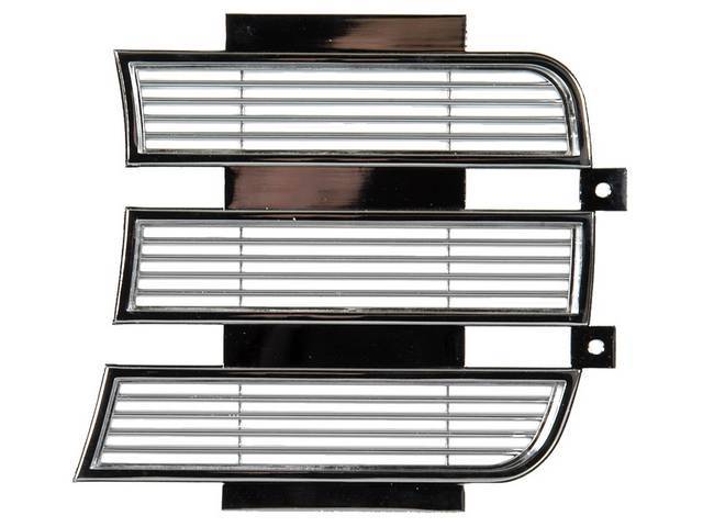 DOOR, Head light Cover, Middle, LH, DIE CAST CHROMED UNIT THAT SANDWICHES BETWEEN INNER And OUTER DOOR PIECES, Repro