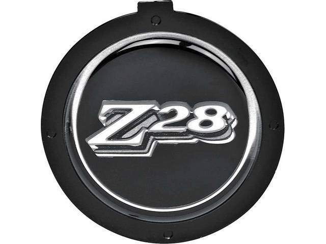 Horn Cap / Door Panel Ornament, *Z28* on black background, OER reproduction