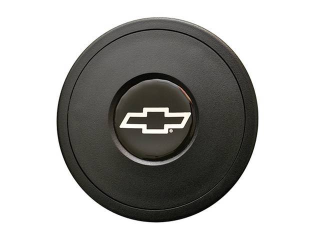 Volante Horn Cap, S9 Premium 9 Bolt Series, Black Surround W/ Silver Bowtie on a Black Background Center Cap