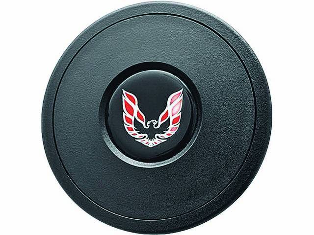 Volante Horn Cap, S9 Premium 9 Bolt Series, Black Surround W/ *Bird* in Red and Chrome on a Black Background
