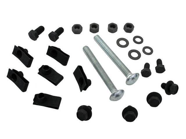 Fuel Tank Strap Fastener Kit, 24-piece kit, includes bolts, washers, nuts and clips, OE Correct reproduction