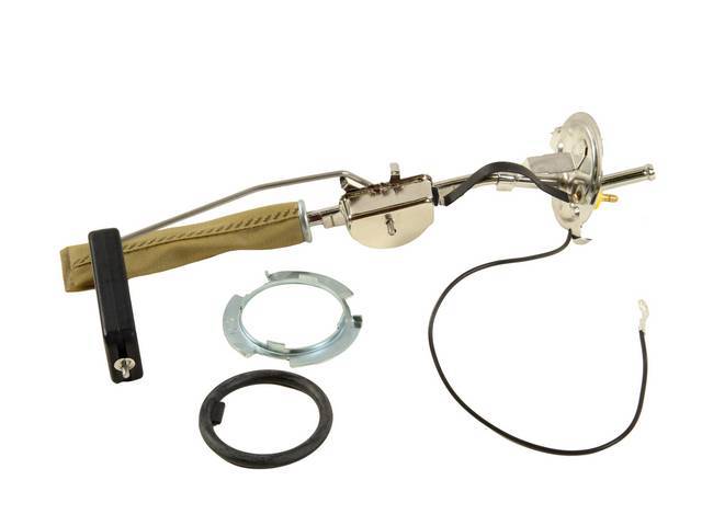 SENDER GAUGE (SENDING UNIT), Fuel Tank, 3/8 Inch O.D. single feed line w/o vent line, Incl lock ring, gasket and filter sock, 0-90 OHM, Repro