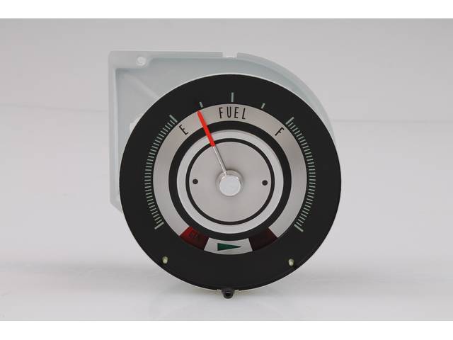 GAUGE, FUEL QUANITY, INCL RH TURN SIGNAL, GEN AND TEMP WARNING LIGHTS, NOT FOR USE W/ TACHOMETER EQUIPPED DASH, REPRO