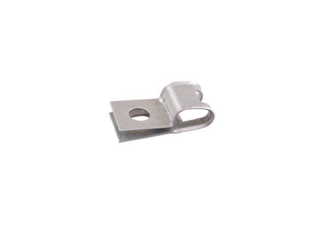Brake and Fuel Line Clip, Double Line R Style with Tab holds 1/4-5/16 inch line, Reproduction