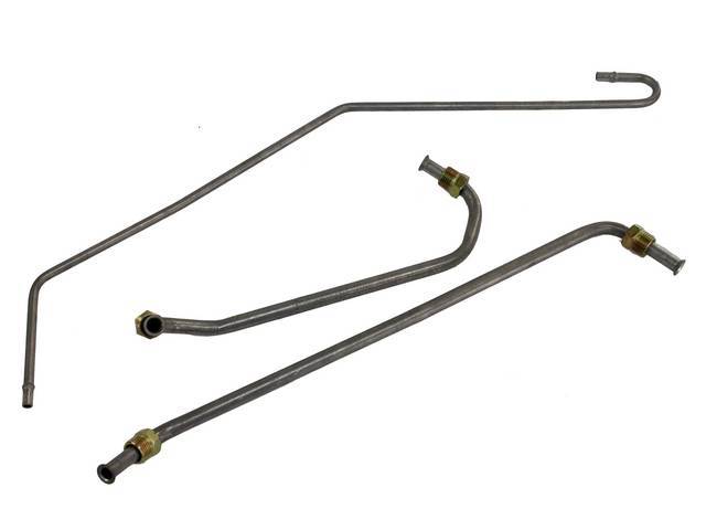 FUEL LINE SET, Pump To Carburetor, Carbon Steel (OE Style), (3) Incl two 3/8 Inch O.D. feed and one 1/4 Inch O.D. return, Repro