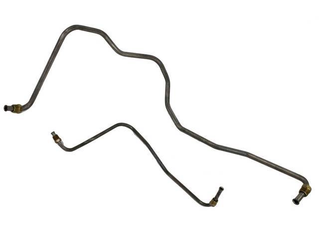 FUEL LINE SET, Pump To Carburetor, Carbon Steel (OE Style), (2) Incl 3/8 Inch O.D. and 1/4 Inch O.D. Lines, Repro
