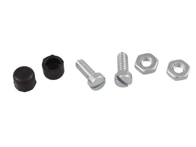 STOPPER KIT, Cowl Induction Door, installs on p/n C-3417-105A, incl 2 bumpers, 2 bolts and 2 nuts, replaces original GM p/n 3968559 and 3968560, repro