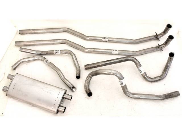 EXHAUST SYSTEM, Dual, Aluminized, kit includes head pipes, mufflers, tail pipes, clamps and flanges, repro