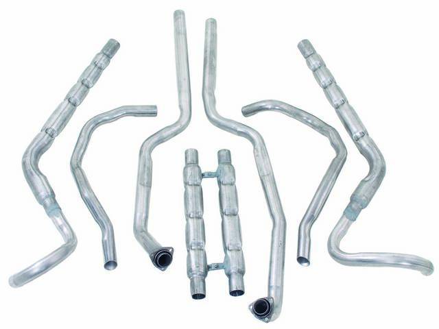 EXHAUST SYSTEM, Dual, Chambered, Aluminized, features 2 1/4 inch diameter head pipes, correct repro