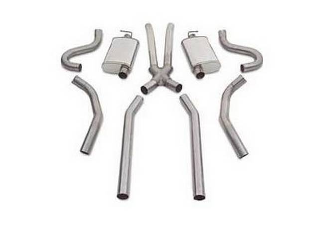 Exhaust System, Dual, 2 1/2 Inch Stainless, Magnaflow, Extends To Transmission Crossmember For Headers, Headpipe Features a *Tru-X* X-Pipe