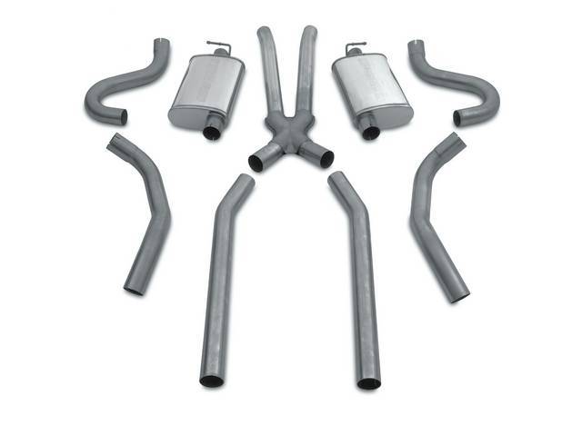 Exhaust System, Dual, 3 Inch Stainless, Magnaflow, Extends To Transmission Crossmember For Headers, Headpipe Features a *Tru-X* X-Pipe
