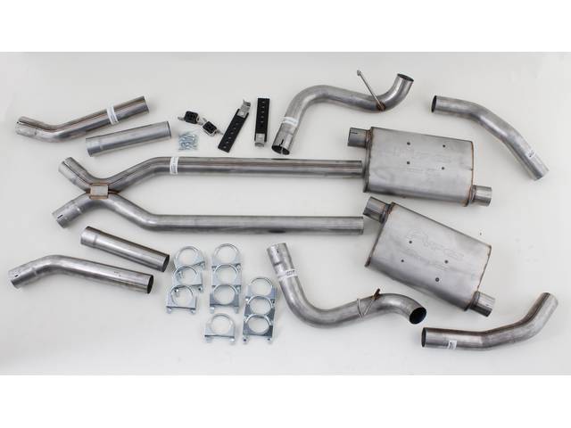 EXHAUST SYSTEM, Dual, 2 1/2 Inch Stainless Steel w/ x-pipe and Street Pro mufflers, Pypes