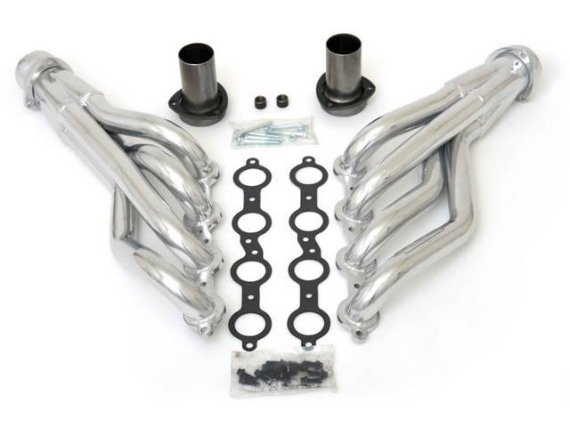 LS Conversion Exhaust Header Set, Mid-length, Polished Silver  Ceramic Coated  Mild Steel