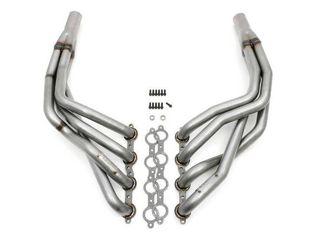 LS Conversion Exhaust Header Set, Long-Tube, Uncoated Mild Steel, Includes Gaskets, O2 Bungs, Mounting Hardware and Instructions, reproduction, reproduction for (67-69)