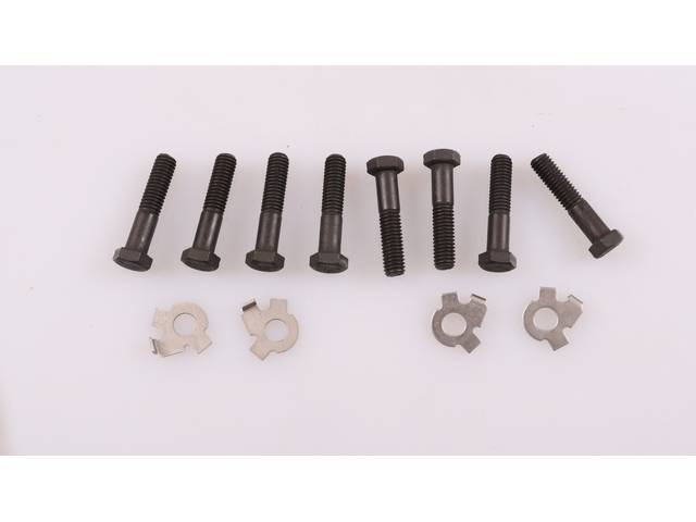 FASTENER KIT, Exhaust Manifolds to Engine Block, (12) incl HX bolts and stainless steel french locks, OE-correct repro
