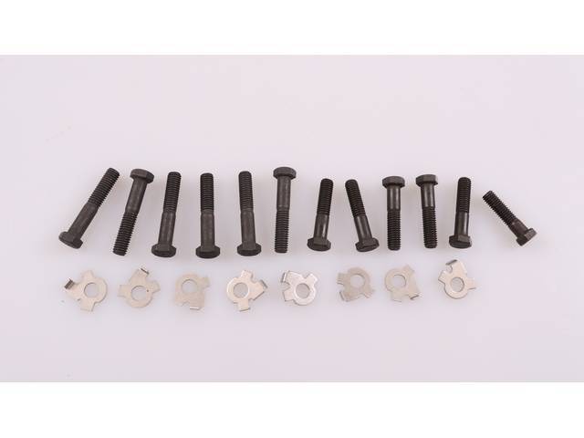 FASTENER KIT, Exhaust Manifolds to Engine Block, (20) incl HX bolts and stainless steel french locks, OE-correct repro