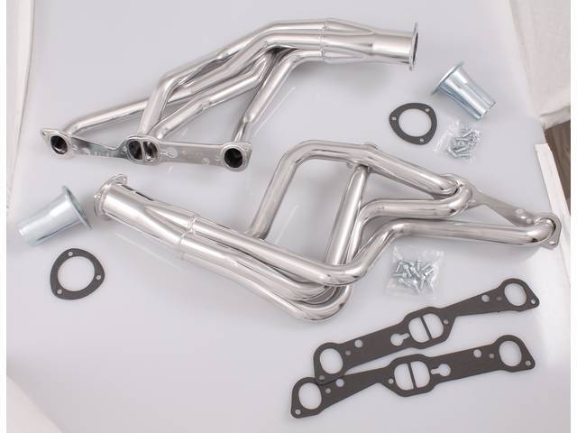 Headers, Full Length, 1 5/8 inch primary tube, SAP port and 3 inch collector w/ 2 1/2 inch reducer, Incl gaskets and header bolts, Ceramic finish, Patriot 