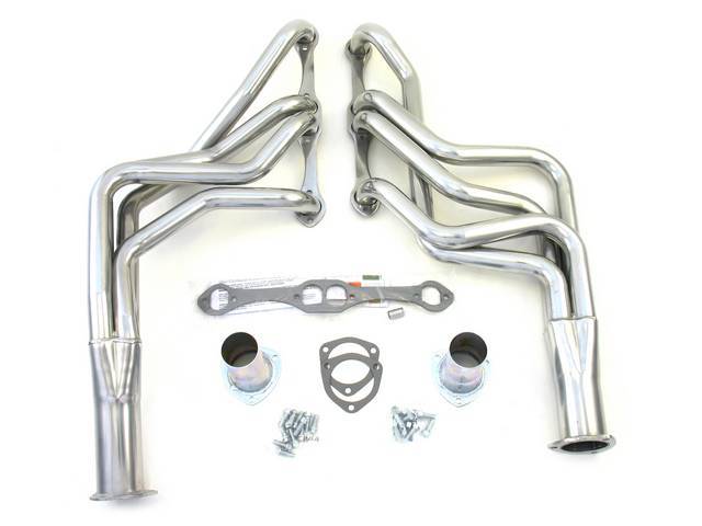 Headers, Full Length, 1 5/8 inch primary tube, Oval port and 3 inch collector w/ 2 1/2 inch reducer, Incl gaskets and header bolts, Ceramic finish, Patriot 