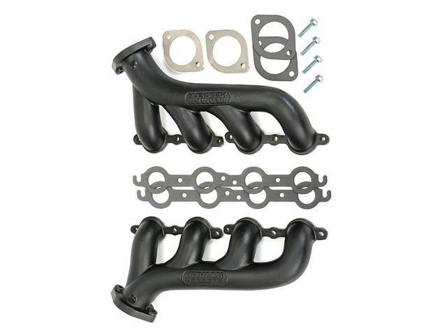 LS Conversion Exhaust Manifold Set, Cast Steel, Polished Silver Ceramic Coated