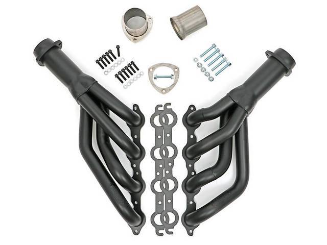 LS Conversion Exhaust Header Set, Mid-length, Black Ceramic Coated Stainless Steel