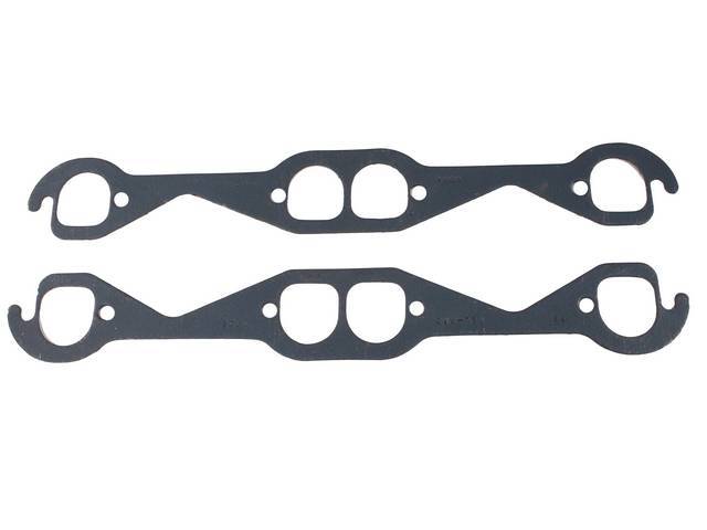 GASKET SET, Exhaust Header, 1.53 inch x 1.63 inch (Brodix Track I heads, *D* port shape), Fel Pro, Perforated Steel Core w/ anti-stick backing