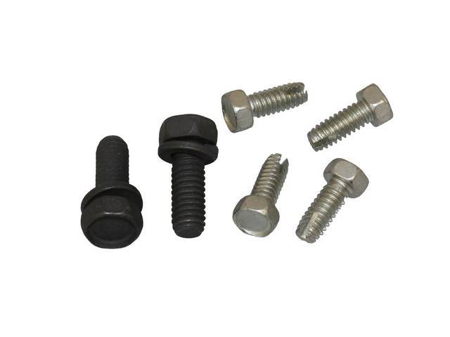 FASTENER KIT, EXHAUST HANGERS, DUAL - CHAMBERED, (6), HEX MS SCREWS, HEX SPLIT SEMS-SCREW AND WASHER ASSY 