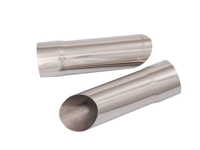 EXTENSION SET, Exhaust Outlet / Tail Pipe, 3 Inch I.D., Polished Stainless Finish, Repro, ** Angle Cut Straight Tip **