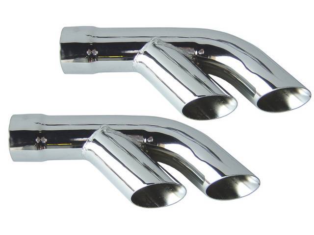 EXTENSION / SPLITTER SET, Exhaust Outlet / Tail Pipe, 2 1/2 Inch I.D. to a Dual 2 1/2 Inch I.D. Outlet, Polished Stainless Finish, Repro