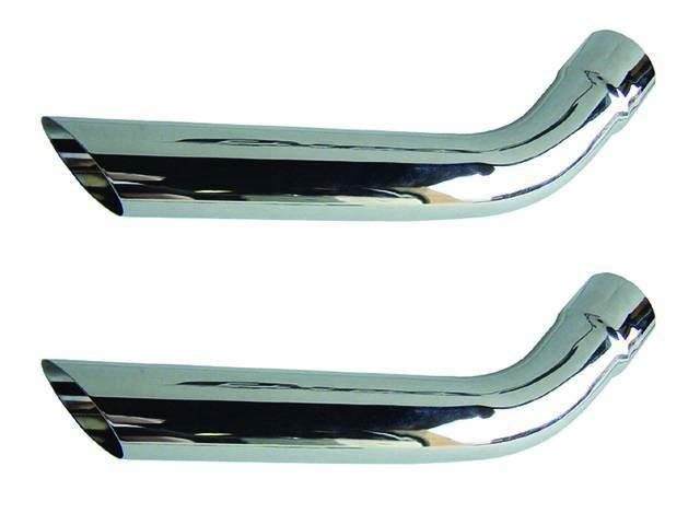 EXTENSION SET, Exhaust Outlet / Tail Pipe, 2 1/2 Inch I.D., Polished Stainless Finish, Repro, ** Short Hockey Stick Style **