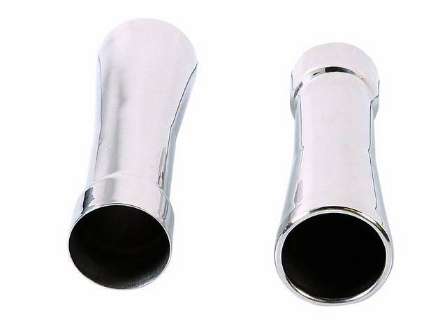 EXTENSION SET, Exhaust Outlet / Tail Pipe, *Trumpet Style*, 2 1/2 Inch I.D. to a 3 Inch I.D. Outlet, Polished Stainless Finish, Repro